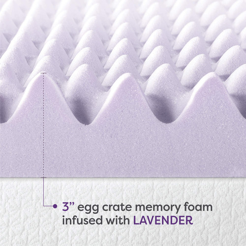 Cubrecolchón Viscoelástico 3 Pulgadas Lavanda Individual Xl