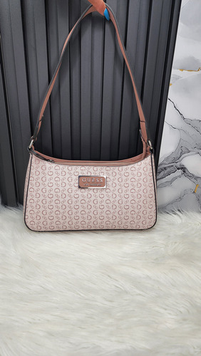 Bolsa Guess Aa806014 Nueva 100 % Original Con Etiqueta Rosa Pálido Estampado Níquel Rosa Pálido