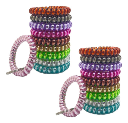 Colorido Llavero De Bobina De Muñeca De Resorte, Pulseras Pa