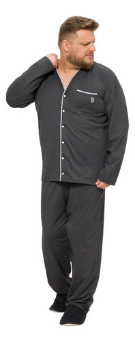 Pijama Masc Plus Size Aberto Botão Evanilda 0015 Tm G1 G2 G3