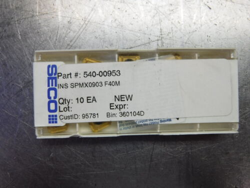 Seco Carbide Insert Qty10 Spmx0903ap-75 F40m (loc3631) Yyz
