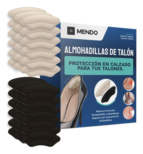 18 Pares De Almohadillas De Talón Adhesivas, Taloneras Nude Y Negro