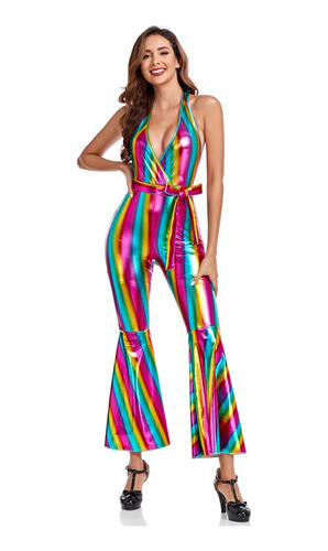 1970s Neon Party Retro Disco Hip Hop Band Mujeres Trajes De Escenario