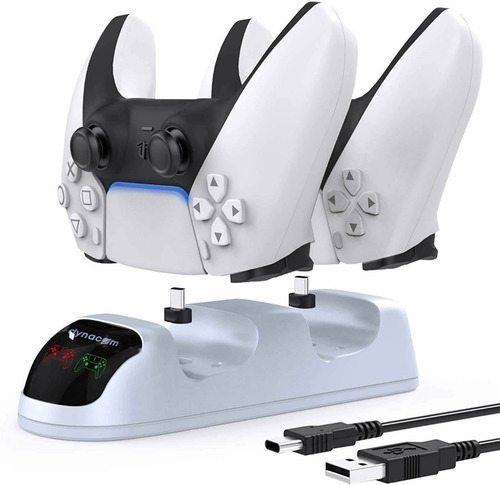Imagen 2 de 10 de Cargador Joystick Ps5 Dual Doble Usb-c Led Indicador Dobe