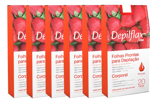 120 Folhas Prontas Depilação Corporal Depilflax Morango