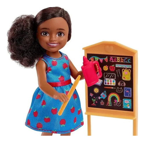 Boneca Barbie Chelsea Professora Negra Com Acessórios Globo