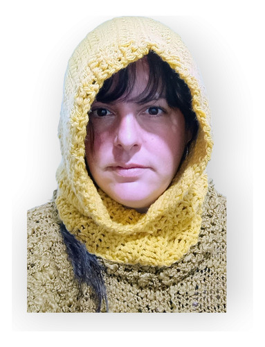 Cuello Capucha Gorro Balaclava Tejido Crochet Lana Mujer Maiz Tejido Único