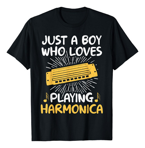 Just A Boy Who Love Playing Harmonica Boy Armonica Camiseta