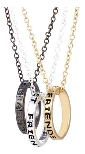Collares De Mejores Amigas Bff Set 3 Piezas Oro Plata Ocre Color Plateado/oro/ocre