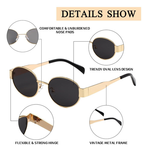 Gafas De Sol Ovaladas Milramtob, Pack 2, Estilo Moderno