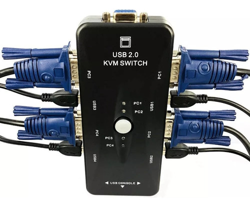 Kvm Switch Usb Vga Para 4 Pc Teclado Mouse Monitor Impresora