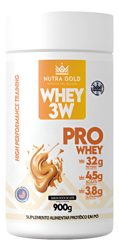 Whey Sabor Doce De Leite 3w Pro Whey Nutra Gold 900g Pote Doce De Leite
