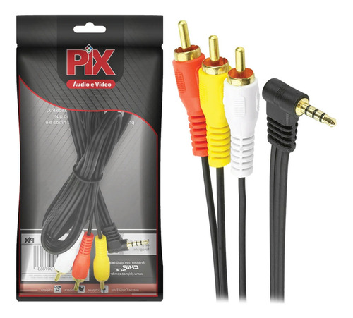 03 X Cabo Adaptador P/ Tv P2 P3 X Av 3 Rca Macho !