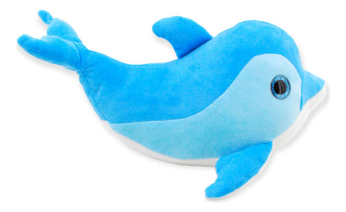 Delfín De Peluche Azul Blanco Suave Juguete Animales 40cm Color Azul Claro