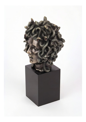 Veronese Design Cast Bronze Resin Medusa Head Figure On Plin
