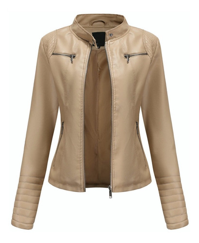 Chaqueta De Cuero Delgada Para Mujer 8352