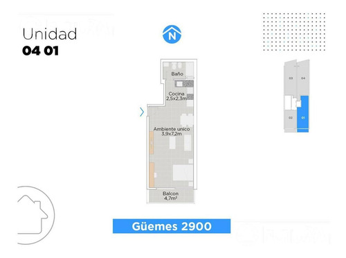 Imagen 10 de 27 de Monoambiente A Estrenar Güemes 2900