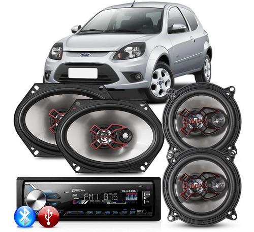Imagem 1 de 7 de Kit Alto Falante Ford Ka 07 08 09 10 12 13 + Auto Radio Mp3