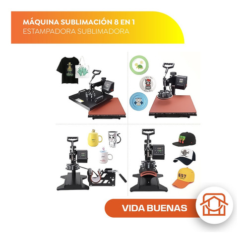 Máquina De Sublimación Para Estampadora Sublimadora 8 En 1