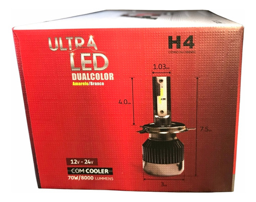 Lampada Led H4 Dual Color Asx 8000l 6000k 4500k 70w C/coller