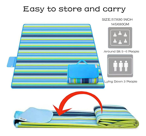 Manta De Playa Impermeable Extra Grande Plegable Portátil
