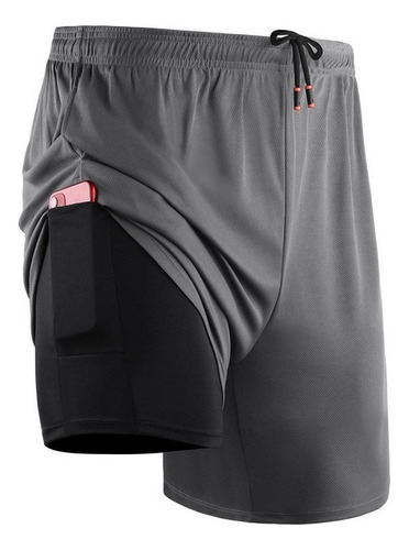 Gimnasio Short Deportes 2 En 1 Hombre Running Doble Capa