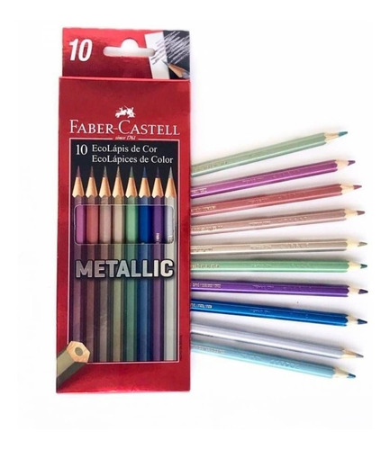 Lapiz Faber Castell Metallic X 10 Lapices Color Metal Largos