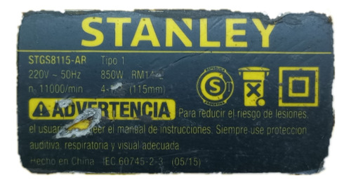 Boton Amoladora Compatible Stanley Stgs8115-ar Tipo 1 850w