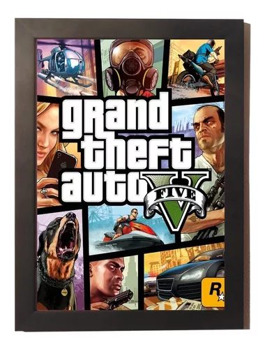 Quadro Moldura Grand Theft Auto V Gta 5 Mapa Placa de Brinde