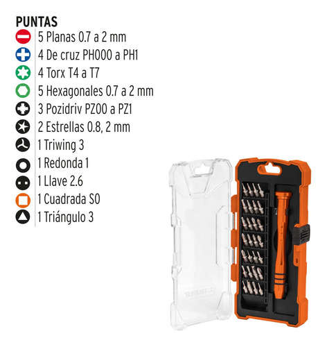 Desarmador Para Reparacion Presicion + Puntas Joyero 14160