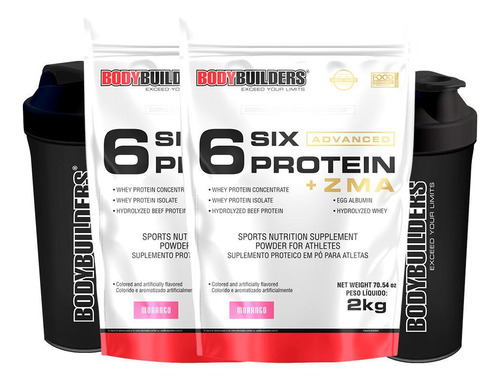 Kit - 2 6 Six Protein Com Zma - 2kg+ 2 Coqueteleira