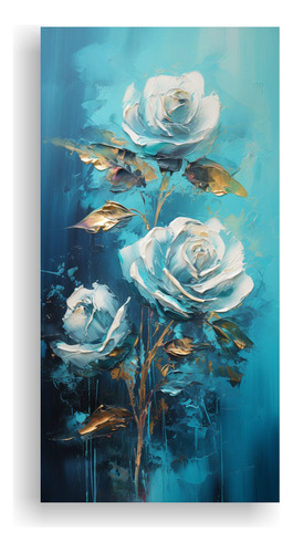 80x40cm Pintura En Tonos Turquesa Y Rosas Estilo Dimensiones