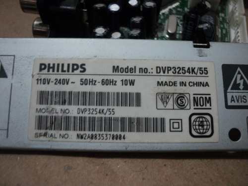 Imagen 2 de 8 de Frente De Dvd Philips Modelo Dvp3254k/55