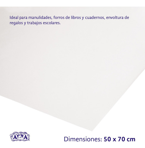 Papel Lustre De Color 50 X 70cm 500 Piezas Apsa Color Blanco
