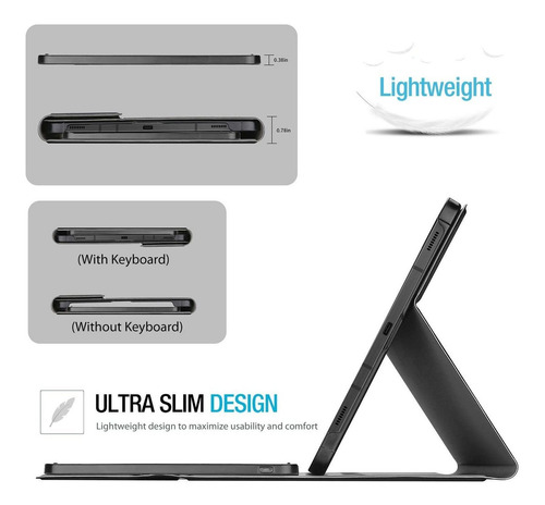 Funda Teclado Bluetooth Para Samsung Galaxy Tab S8+ X800 Color Negro