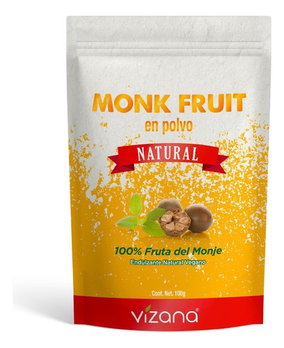 Monk Fruit En Polvo 100 Gr Sin Eritritol Vizana Nutrition