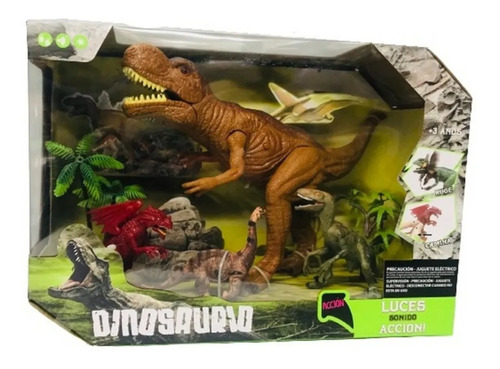 Set Dinosaurios C/ T-rex Luz Sonido 7097 Jurasico Mundotoys