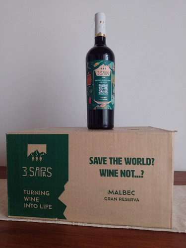 Vino 3 Sapas Malbec 2020 Gran Reserva 750ml X6 Unidades