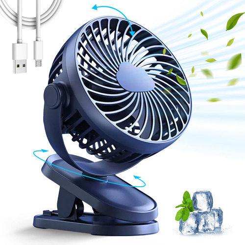 Ventilador De Escritorio Portátil Mesa Recargable Usb Azul