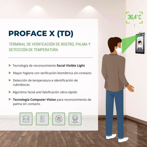 Imagen 2 de 8 de Acceso Facial Detección Temperatura Tapa Boca Zkteco Wifi