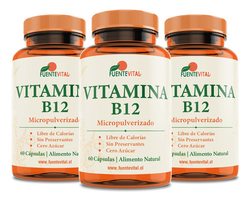 Vitamina B12  Capsula  Vegetal -  Metilcobalamina - Pack X 3