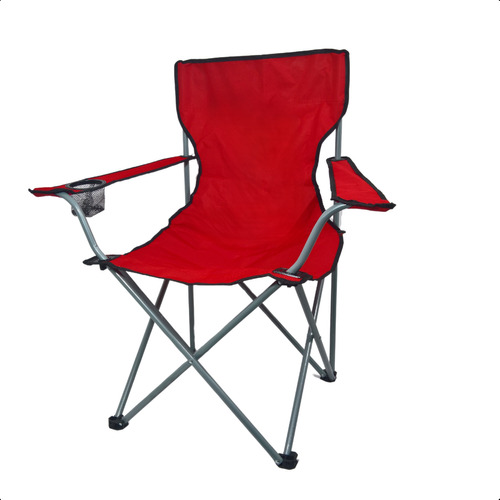 Cadeira Dobrável Neoblue Confort Premium Vermelha P/ Camping, Praia, Pesca - Porta-copos No Apoio De Braço, Aço Anti-ferrugem, Oxford 600d - Bolsa Incluída, Suporta 120kg