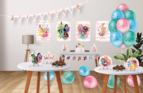 Kit Festa Princesas Disney - Balões, Forminhas, Faixa E Mais