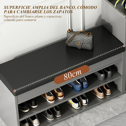 Zapatero Mueble Banco Con Cojín 80*30*43cm 2 Niveles Negro