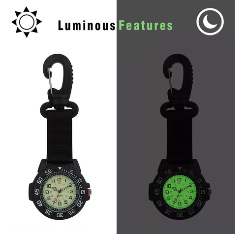 Reloj Con Mosquetón Luminous Compass Para Exteriores, Correa
