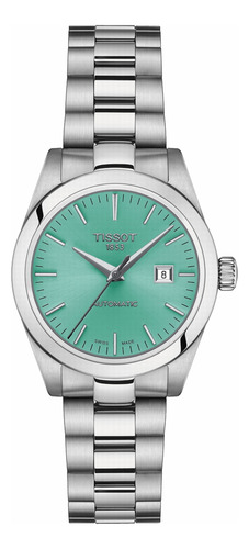 Reloj Tissot T-my Lady Automatic T1320071109100 Malla Plateado Bisel Plateado Fondo Verde Claro