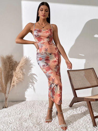 Vestido Fiesta Elegante Mujer Shein Coctel Tajo En La Pierna