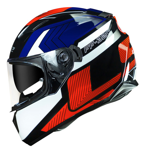 Capacete Ff320 Stream Exo Branco/azul/vermelho