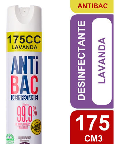 Aromatiza Y Desinfecta Doble Acción Lavanda 175 Ml Antibac