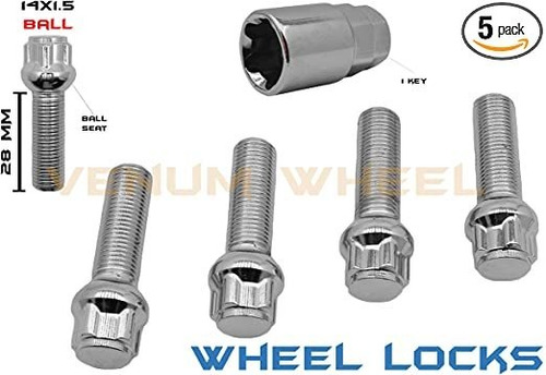 5 Tornillos De Bloqueo De Rueda Cromados De 1.102 In Con Vás